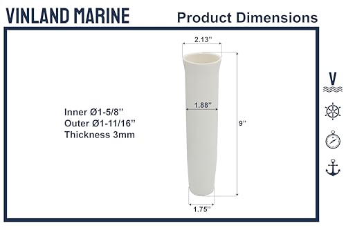Vinland Marine Flared Fishing Rod Holder Insert Sleeves Pack of 1, Fishing Rod Holder Liner for Aluminum Rod Holder, for T Top Rod Holder, for clamp on Rod Holders for Boat