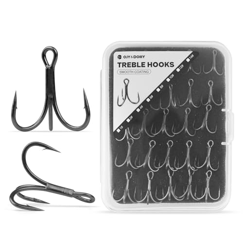 4X Strong Treble Fishing Hooks – PTFE(Super Slide)/Matte Tin Coating, Thick Wire (Size 1#,2#,4#,6#,8#,10#,12#,14#), 20/25/35pcs/Box - size: 4# - 35Pack - PTFE