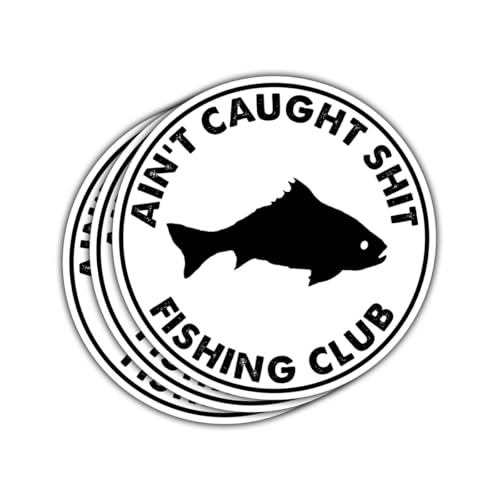 3pcs Ain't Caught Shit Fishing Club Sticker, Fishing Club Sticker Gifts for Fisherman, Anglers, Fisherman Stickers Waterproof Vinyl for Boat, Tackle Box, Cooler, Water Bottle, Helmet - color: Fishing 1, size: 2in