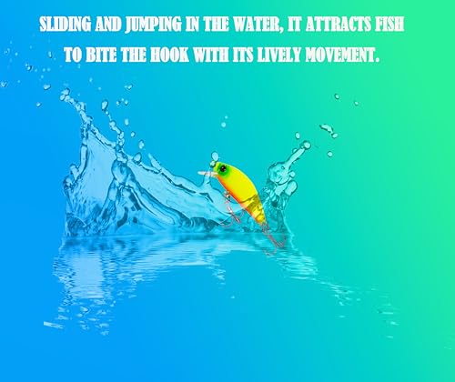 Bass Fishing Lure Lures Kit-Jerkbaits for Shallow Diving Crankbait 45-Degree Bill 3D Eyes,Loud Rattle Saltwater Catfish Trout Lure Artificial Crankbait - color: 5pcs minnow lures with bill