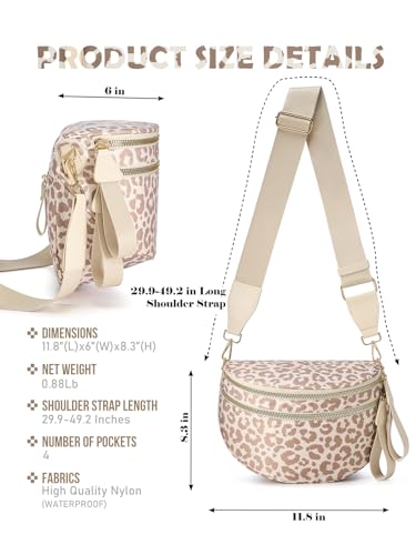 Pure Colour Crossbody Bag Bum Bag for Women,Spacious Purse Fanny Packs Belt Bag,Oversized Bum Bag (Beige Leopard Bum Bag) - color: Beige Leopard Bum Bag