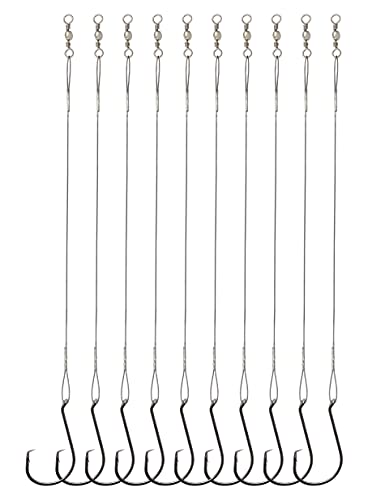 Circle Hooks Rigs Saltwater Steel Leader Wire, 25pcs Heavy Duty Circle Hook with Leader Wire Bass Catfish Fishing Lure Rig - size: 2/0