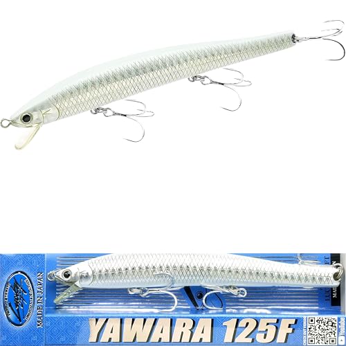 Lucky Craft FlashMinnow 125 YAWARA Saltwater Fishing Lure, Jerkbait for Halibut and Sea Bass, Long Casting Fishing Gear, Slow Sinking 5in 0.7oz, Tackle Box and Fish Accessories - color: 7686 Zebra Pearl White, size: 125F, style: With Scale