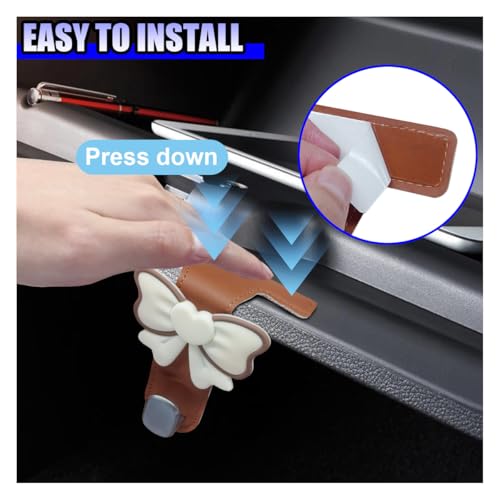 YoRise Car Co-Pilot Glovebox Hooks, Anti-Scratch Leather Car Storage Hanger for Handbag Purse Umbrella, Universal Self-Adhesive Vehicle Interior Organizer Accessories for SUV Truck (Orange) - color: Orange