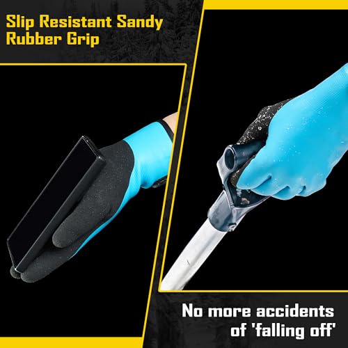 COOLJOB Thermal Warm Winter Work Gloves with Grip, Rubber Coated Touchscreen Waterproof Freezer Gloves for Warehouse, 1 Pair - color: Blue, size: X-Large