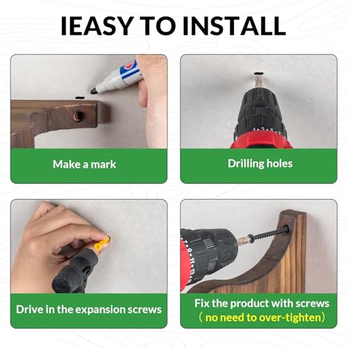 THKFISH Wood Fishing Rod Holders for Wall Ceiling, Holds Up to 7-10 fishing Pole Holders for Garage (1 set holds up 10 rods) - style: 1 set holds up 10 rods