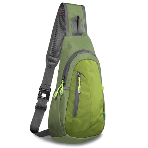TITECOUGO Small Sling Bag, Lightweight Crossbody Backpack for Men Women, Shoulder Bag for Sports and Outdoor - color: Army Green/Grass Green
