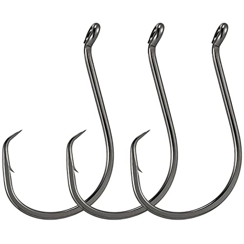 Dr.Fish 100 Pack Octopus Circle Hooks, Saltwater & Freshwater Fishing Hooks, #8-#10/0, Offset, Catfish, Tuna, Striper, Snapper, Bass Fishing - color: Black, size: #8-100 Pack