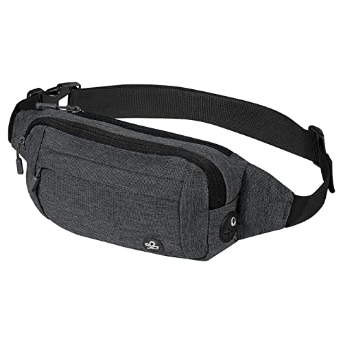 WATERFLY Fanny Pack Waist Bag: Small Hip Pouch Bum Bag Fannie Pack Phanny Fannypack Waistpack Bumbag Beltbag Sport Slim Fashionable for Jogging Hiking Hiker Woman Man - color: B-Grey