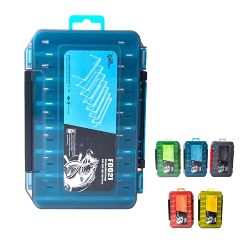 Waterproof Double-Sided Fishing Tackle Storage Box – Large Blue Lure Organizer for Hooks, Accessories & Terminal Tackle, Portable & Clear Case - color: Blue, size: Large