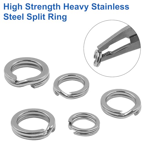 SourceTon 400 PCS Heavy Duty Split Ring Kit with 2 Pliers - High Strength Stainless Steel Lure Connectors (5 Sizes: 5-9mm, 30-95lb) for Saltwater & Freshwater Fishing Tackle