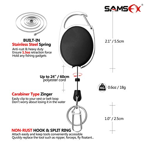 SAMSFX Fishing Knot Tying Tool, Multifunctional Fly Fshing Nippers, Quickly Tie Fishing Knots for Hooks, Lures and Flies, Fishing Clippers with Retractor - color: Silvery Knot Tool, style: Oval Retractor