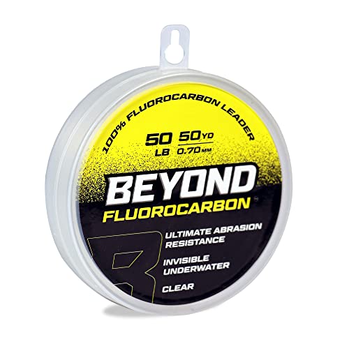 Beyond Fluorocarbon Leader Fishing Line - 100% Pure Fluorocarbon Leader Material - Highly Abrasion Reistant - Invisible Underwater- Shock Resistant - Incredible Knot Strength 50 Yard Spool - color: Clear, size: 10LB
