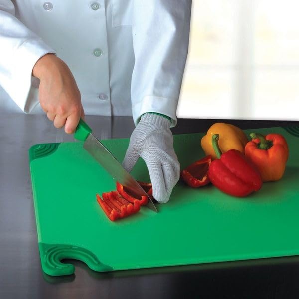 San Jamar Saf-T-Grip Plastic Cutting Board with Safety Hook, 9" x 12" x 0.375", Green - color: Green