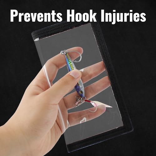 6PCS Fishing Lure Wraps Hook Safety Cover, Clear PVC Lure Protector for Treble Hooks, Bait Storage, Tangle‑Free Safe Fishing + Rod Tip Protector, Saltwater Safe (M x 6)