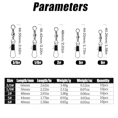 Barrel Swivels Fishing Tackle FS/BZ-02 | Fishing Swivels & Snaps,B-Shaped Quick Clips,Terminal Tackle Kit,for Saltwater Freshwater - size: 6#+5#+2#+1/0#+3/0#