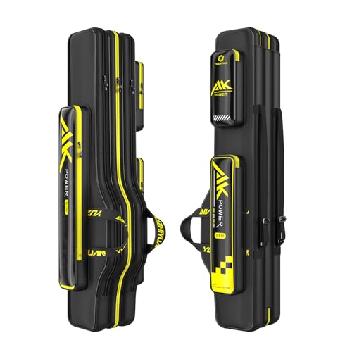 Fishing Rod Case Triple-Layer 1680D Heavyweight Oxford Fishing Pole Case & Bag Wire-Reinforced Non-Deforming Frame Quick-Access Compartments Anti-Sag Structure Fishing Rod Bag Fishing Gift for Men - color: 3 Layer -Reinforced