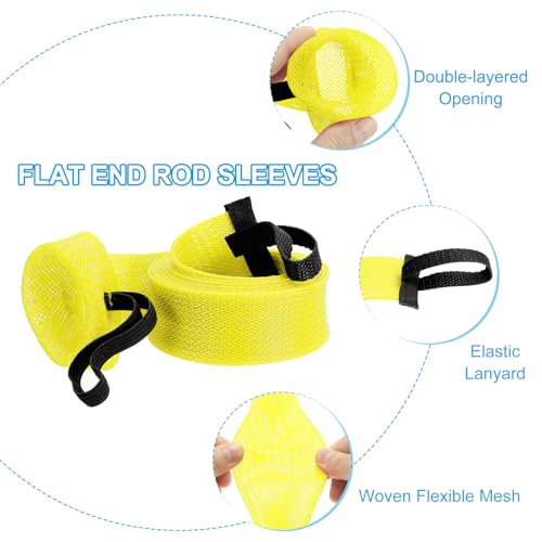 PATIKIL Rod Sock, Fishing Rod Sleeve Cover Braided Mesh Pole Protector Gloves Fishing Tools Flat End for Spinning Fishing Rod Fly Rod Ice Rod Casting Rod - color: Yellow, size: 67 Inch