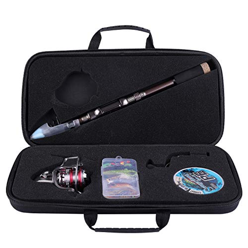 Sougayilang Fishing Rod and Reel Set Carbon Fiber Telescopic Fishing Rod 12+1BB Spinning Reel with Carry Case for Saltwater Freshwater - color: silver, size: 8.78 ft - 4000