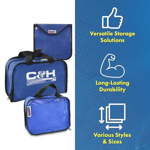 C&H Lures Lure Carry Case, 11 in x 8.75 in x 2.5 in / 28 cm x 22.2 cm x 6.4 cm, 30 Resealable Rig Bags Inside, Blue