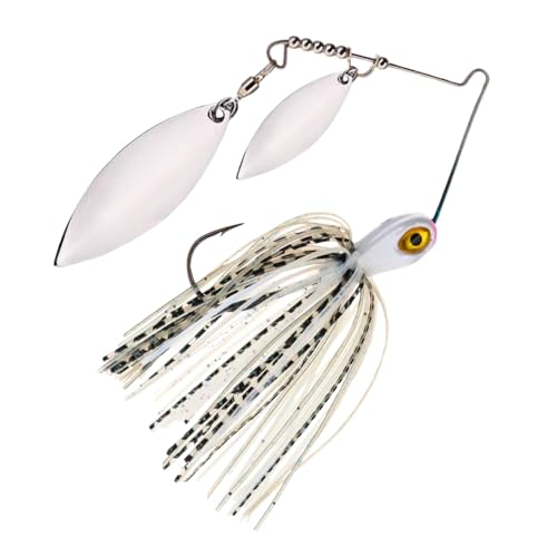 Reaction Tackle Tungsten Double Willow Spinnerbait, Compact Profile Bass Fishing Lure with Flash and Vibration for Largemouth and Smallmouth Bass (2-Pack) - color: Tennessee Shad, size: 3/8 Oz