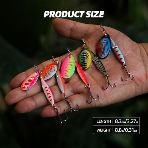Inline Spinner Bait – Fish-Shaped Spinnerbait Lures 5-Pack, 360° Rotation with Reflective Blades, Perfect for Freshwater & Saltwater Fishing, Targeting Bass, Trout, Pike, Perch & More - color: Squid Eye Spinnerbait