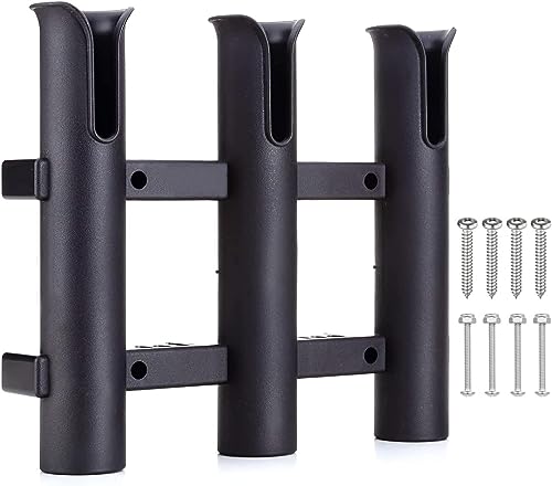 BigTron Fishing Rod Holder Bracket, Tube 3 Rod Rack, Fishing Rod for Boat Kayak Garage Storage or Truck with Screws Side-Mount