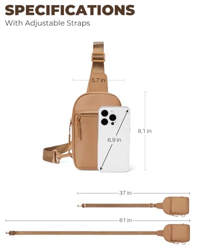 CHOLISS Small Sling Bag for Women and Men, Crossbody Bags Trendy Fanny Packs Chest Bag with Extended Strap - color: A06 Caramel Brown