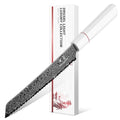 DRGSKL Damascus Serrated Bread Knife - VG10 Serrated Knife for Homemade Bread - Japanese G10 Handle - Slicer Knives with Wide Wavy Edge for Sourdough Baguette - with Gift Box - size: 7.8 inch