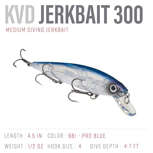Strike King KVD Jerkbait 3 Hook - color: Pro Blue, size: 4.75 inch (Pack of 1)