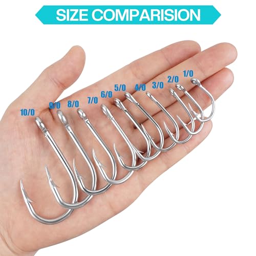 Saltwater Circle Hooks,50 Packs Strong Stainless Steel Fishing Hooks Live Bait Fish Hook Jig Catfish Hook 1/0-10/0 - size: 9/0 - 50 PACK