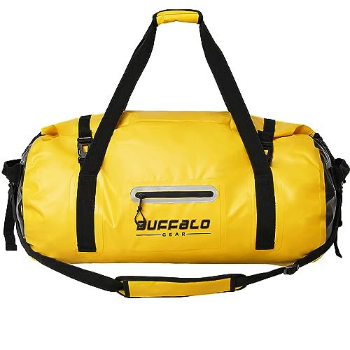 Buffalo Gear Waterproof Duffle Bag 40L 60L 80L Roll-top Dry Bag Heavy Duty Waterproof Duffel Travel Bag for Kayaking Rafting Boating Fishing Camping - color: Yellow, size: 60L