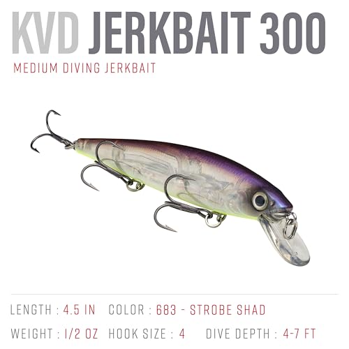 Strike King KVD Jerkbait 3 Hook - color: Strobe Shad, size: 4.75 inch (Pack of 1)