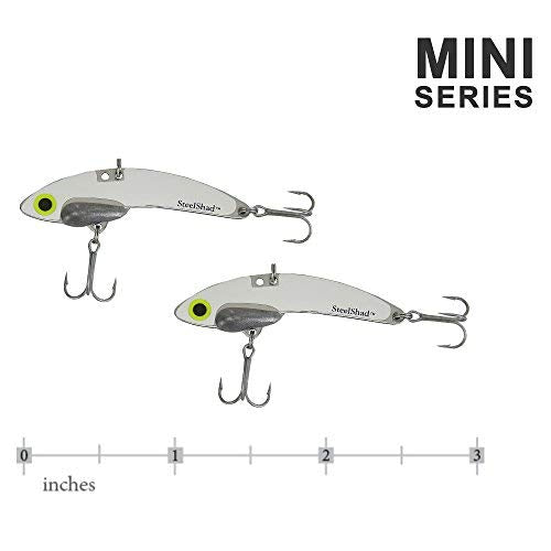 SteelShad - Mini Series (1/4 oz) - 2 Pack - Lipless Crankbait for Freshwater Fishing - Perfect for Ice Fishing, Pan Fishing, Crappie, Walleye and Bass - color: Silver
