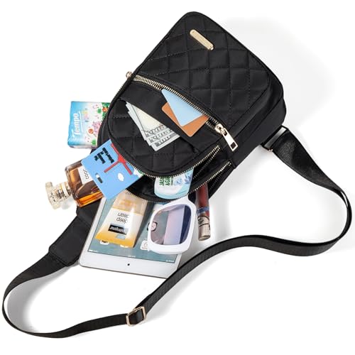 Banelu Small Sling Bag Crossbody Sling Backpack for Women Trendy, Small Crossbody Purse Cross Body Bag for Hiking Traveling - color: O Black