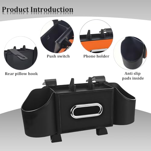 Car Headrest Back Seat Organizer, 4-in-1 Vehicle Seat Back Tissue Box with Cup Holder Headrest Hook, Phone Holder, Multifunctional Automotive Backseat Organizer, Universal for Vehicles (Black) - color: Black