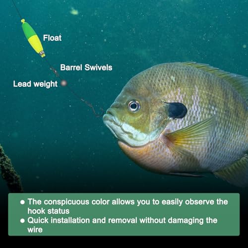 M METERXITY Pack Fishing Bobbers Floats, EVA Foam Weighted Bobbers, Clip-on Floats Slip Corks Floaters Strong Buoys - color: Green & Yellow, size: 3.78" Length