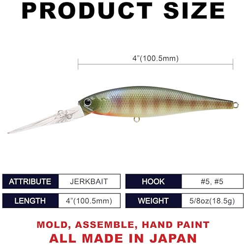 LUCKY CRAFT SW Pointer 100XD, Saltwater Fishing Lure, Jerkbait, Tournament Winning, Deep Diver, Fishing Gear, Fishing Accessories, Fishing Tackle - color: 269 BE Gill