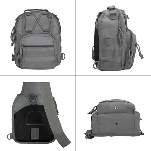 Viriber Tactical Backpack, Waterproof Military Cross-body Molle Sling Shoulder Backpack Chest Bag for Outdoor Every Day Carry gray - color: Gray