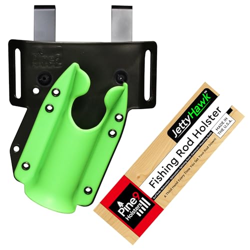 JettyHawk Fishing Rod Hip Holster, Hands-Free Quick-Draw Holder, Fits 1.5-2" Pole, for Spinning, Baitcaster, Centerpin & Surf Rods, Wading & MOLLE Belts - color: Zombie w-Black Belt Clip