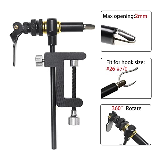 GREATFISHING 360° Rotation C-Clamp Fly Tying Vise Hardened Steel Jaws Jig Lure Making Tool Fly Tying Tool Kit