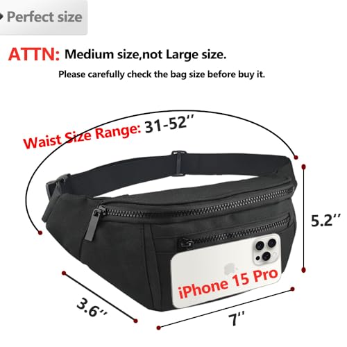 AIKENDO Fanny Pack for Men Women, Crossbody Waist Bag Pack Phone Bag | Belt Bag for Travel Walking Running Hiking Cycling, Adjustable Lightweight Hip Pack, Easy Carry Any Phone,Wallet (Black) - color: Black