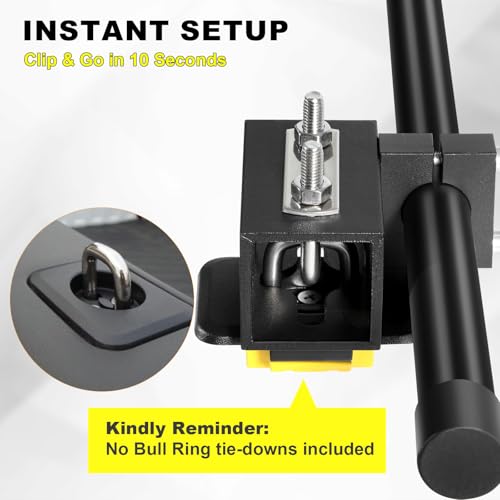 Inshore Rod Holder for Truck Bed, Fixed Truck Bed Fishing Rod Rack, Adjustable Rod Holder for Truck & SUV, Gifts Ideas for Men (Aluminum Body with Plastic Rod Bracket-Tension Rod) - color: Aluminum Body-D Rings