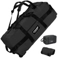 STOVER 45/80/100L Rolling Duffel Bag with Wheels, X-Large Durable Travel Duffle + Toiletry Bag, Heavy Duty, Packable with Shoulder Straps- Use as Luggage or Backpack, Men/Women (Black) - color: Black