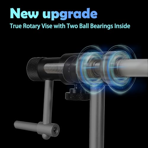 Aventik TrueGrip Fly Tying Vise with 360° Rotary Function – Smooth Ball Bearing System, Adjustable Tension, Durable Hook Jaws (Fits 26 to 4/0) - color: Black, size: Vise with Clamp