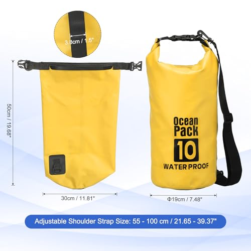 Waterproof Dry Bag, 10L Fit for Women Men Water Proof Bags Lightweight Dry Storage Floating Backpack with Whistle for Travel Backpacking Boating Kayaking Camping (Yellow) - color: Yellow, size: 10L