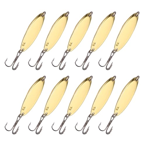 Fishing Spoons Lures, Metal Saltwater Treble Trout Lures Jigging Spoon with Treble Hooks Casting Spinner Baits - color: Gold, size: 7g / 1/4oz