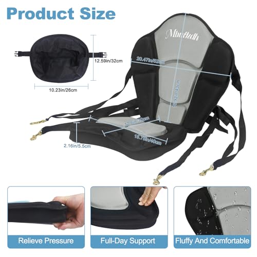 Thickened Kayak Seat,Kayak Seats with Back Support– Cushioned Canoe Backrest with Sit-On-Top Design, Padded Back Support for SUP Paddle Boards, Rafting, Fishing - color: Grey, size: 1 Pcs