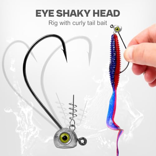 Shaky Head Jigs, Fisheye Stand-up Style Weedless Fishing Jig Heads for Bass (15-Pack) 1/8 3/16 1/4 5/16oz - color: Raw, size: 1/8oz