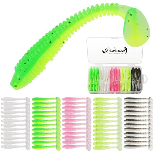 Dovesun Crappie Lures Kit Soft Plastic Baits Paddle Tail Swimbaits Fishing Soft Plastic Lures Crappie Walleye Trout Bass Fishing Baits 60pcs/75pcs - color: Paddle Tail-1.7in-60pcs